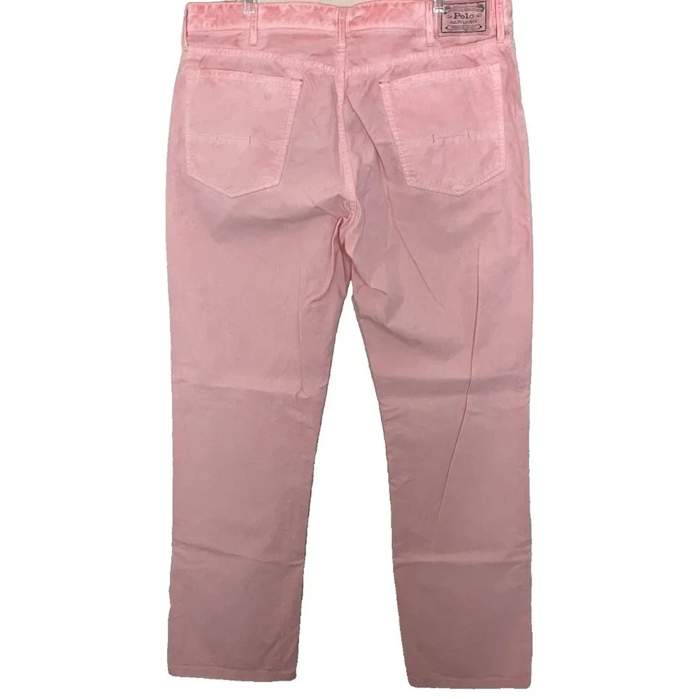 Polo Ralph Lauren Varick Slim Straight Leg Jeans Men's 36 X 30 Pink Dye Vacation